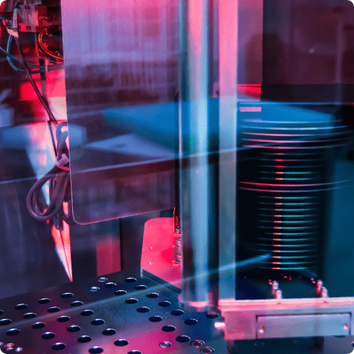 Pink and purple etch wafer machine